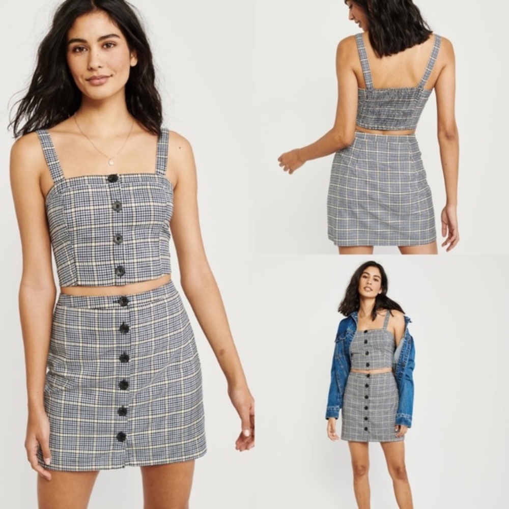 ABERCROMBIE menswear checked mini skirt/top set